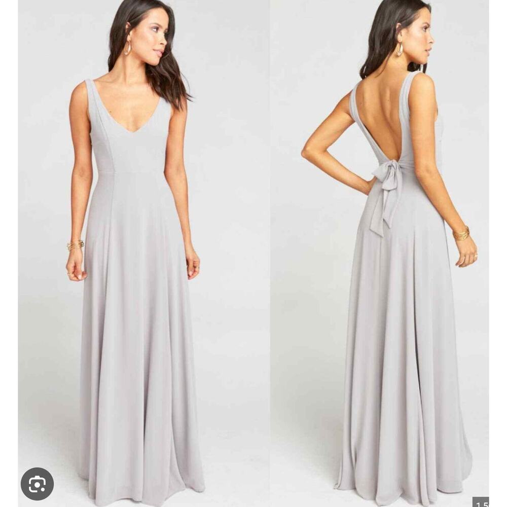 Show Me Your MuMu The Jenn Convertible Maxi Dress In Dove Grey Chiffon sz M